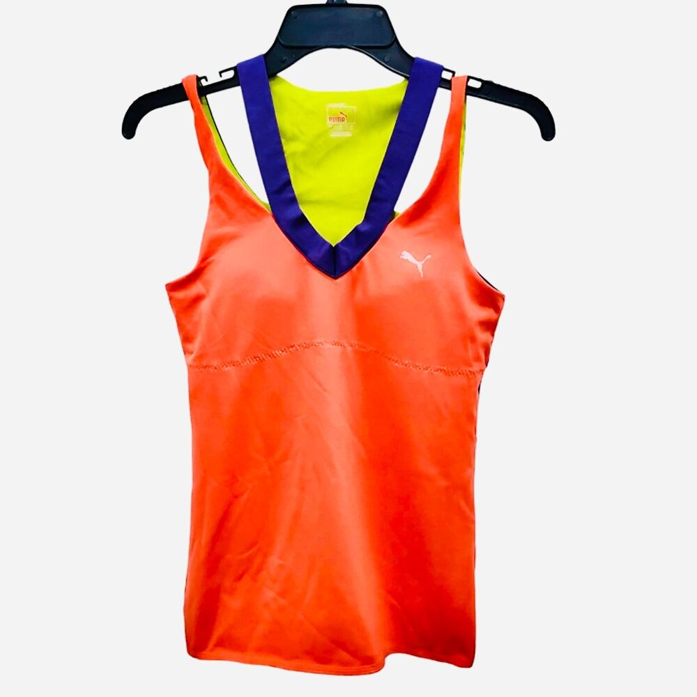PUMA USP DRY Double Strap Women's Athletic Tank, Molded Cup , Coral, Size Small